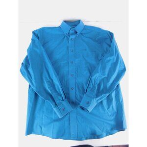 Jos. A. Bank Dress Shirt Mens Large Blue Check Button-Down 100% Cotton Collared